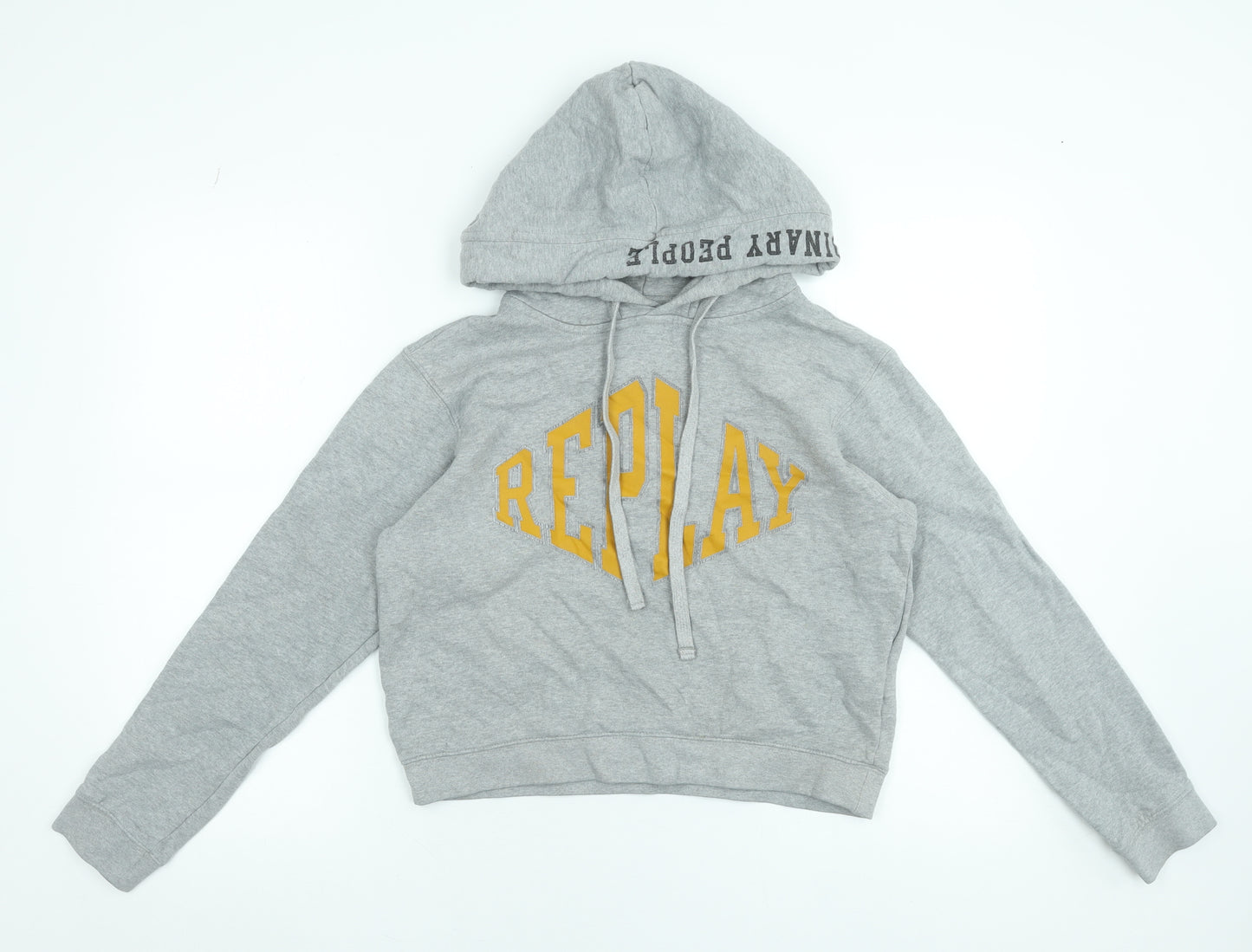 Replay Womens Grey Hoodie Medium Pullover Cotton Blend Casual