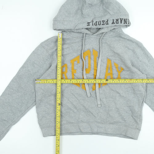 Replay Womens Grey Hoodie Medium Pullover Cotton Blend Casual