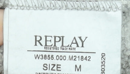 Replay Womens Grey Hoodie Medium Pullover Cotton Blend Casual