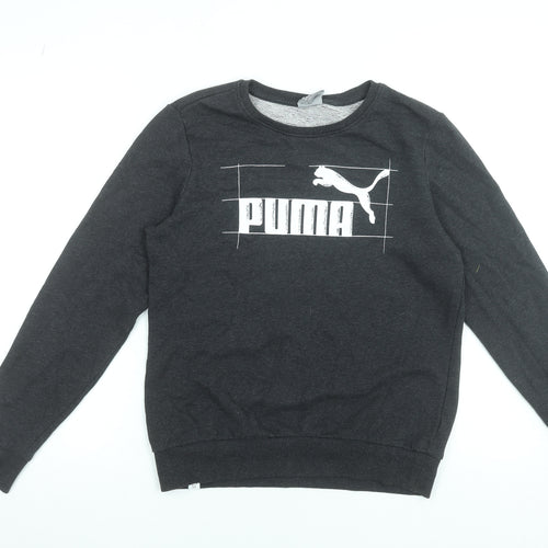 Puma Women's Black Crew Neck Logo Sweatshirt Size 12 UK