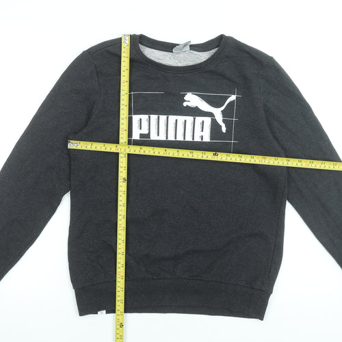 Puma Women's Black Crew Neck Logo Sweatshirt Size 12 UK