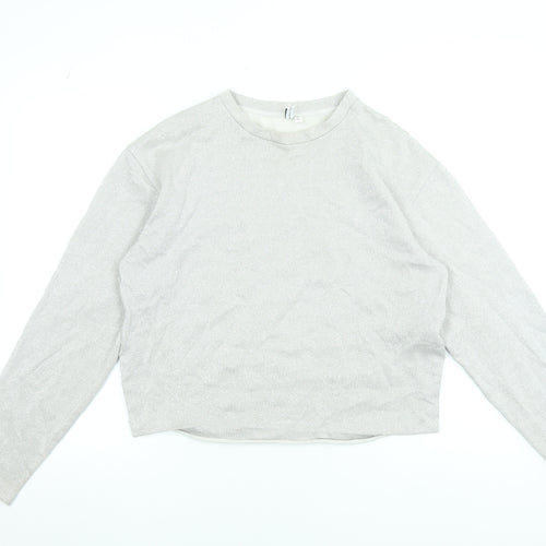 & Other Stories Women Silver Long Sleeve Pullover Sweatshirt Size 8