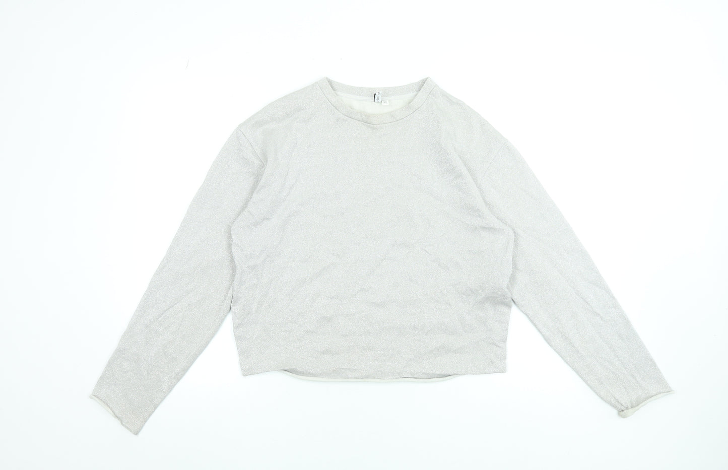 & Other Stories Women Silver Long Sleeve Pullover Sweatshirt Size 8