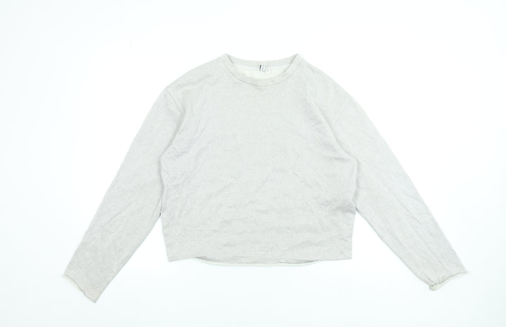 & Other Stories Women Silver Long Sleeve Pullover Sweatshirt Size 8