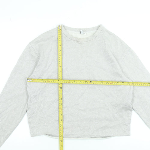& Other Stories Women Silver Long Sleeve Pullover Sweatshirt Size 8