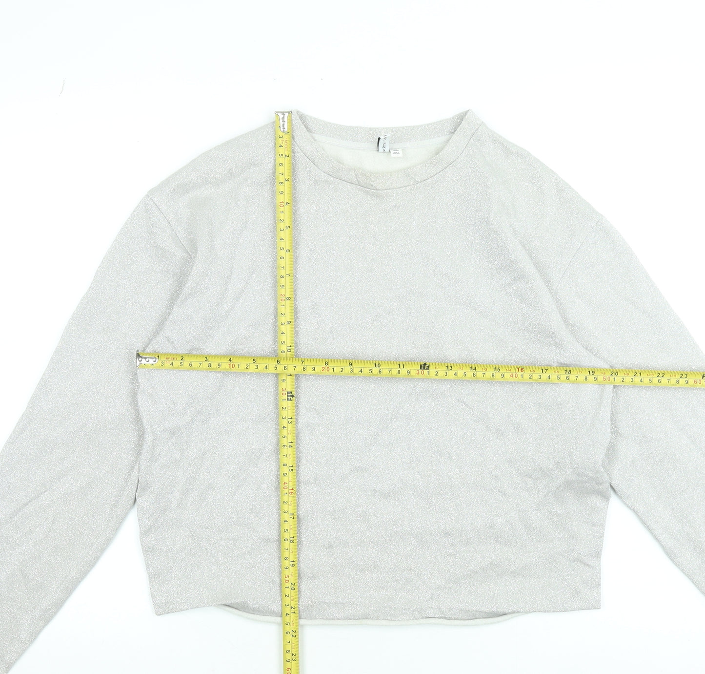 & Other Stories Women Silver Long Sleeve Pullover Sweatshirt Size 8