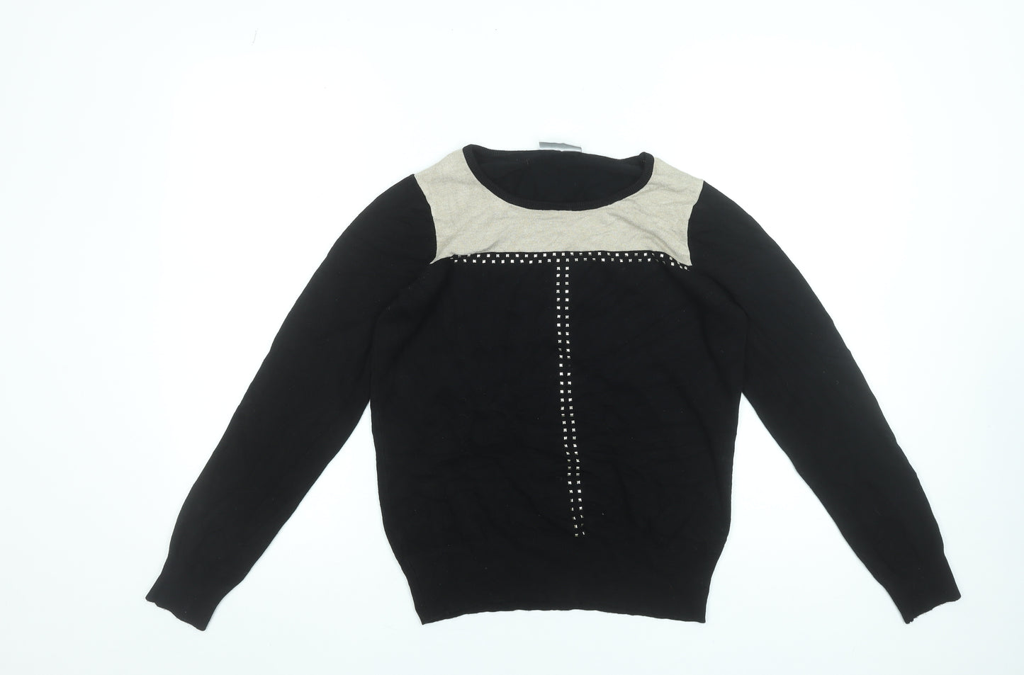 Wallis Womens Black Studded Round Neck Jumper Size 12
