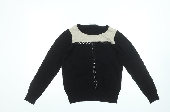 Wallis Womens Black Studded Round Neck Jumper Size 12