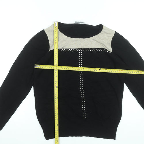 Wallis Womens Black Studded Round Neck Jumper Size 12