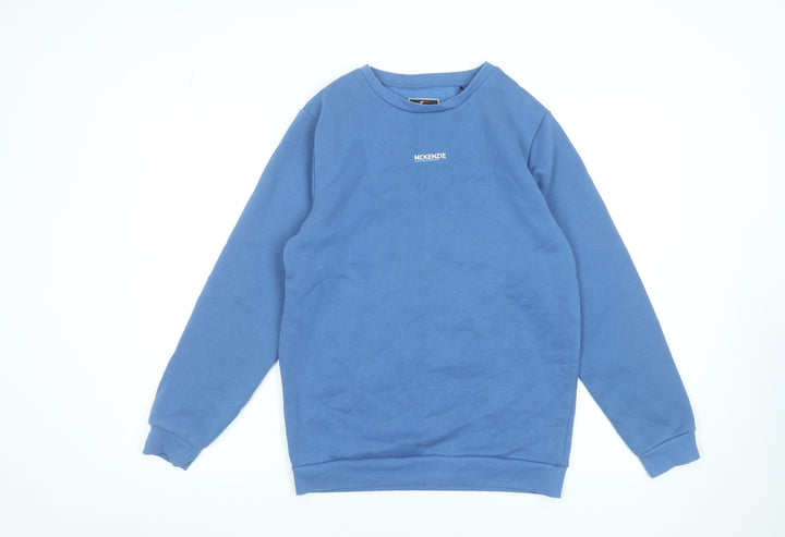 McKenzie Boys Blue Pullover Sweatshirt 13-14 Years Fleece Cotton Blend