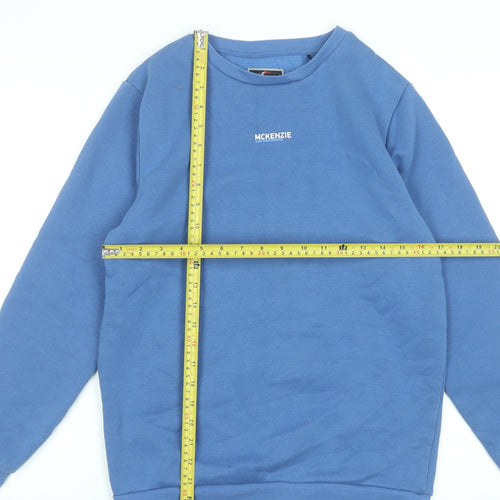 McKenzie Boys Blue Pullover Sweatshirt 13-14 Years Fleece Cotton Blend
