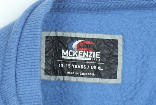 McKenzie Boys Blue Pullover Sweatshirt 13-14 Years Fleece Cotton Blend