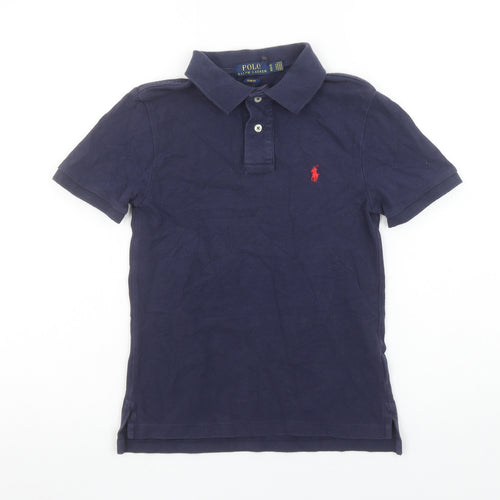 Ralph Lauren Boys Blue Polo Shirt Slim Fit Size 10-12 Years Logo Cotton