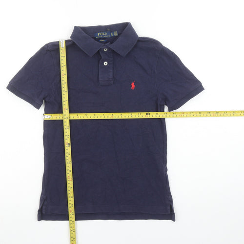 Ralph Lauren Boys Blue Polo Shirt Slim Fit Size 10-12 Years Logo Cotton