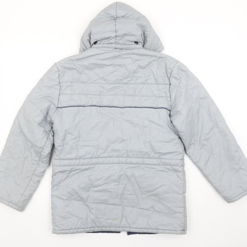 American Pie Boys Grey Hooded Puffer Jacket Size 2 Years Polyester Cotton