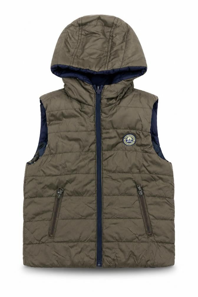 Zara Boys Green Hooded Quilted Bodywarmer Gilet 6-7 Years Nylon Puffer