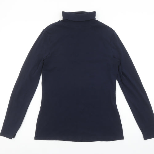 Boden Women Blue Roll Neck Long Sleeve Stretch Jersey Top M