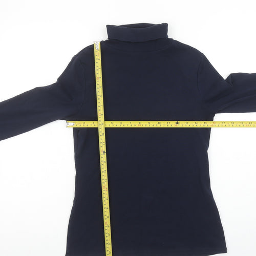 Boden Women Blue Roll Neck Long Sleeve Stretch Jersey Top M