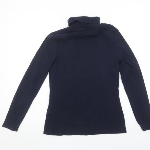 Boden Women Blue Roll Neck Long Sleeve Stretch Jersey Top M