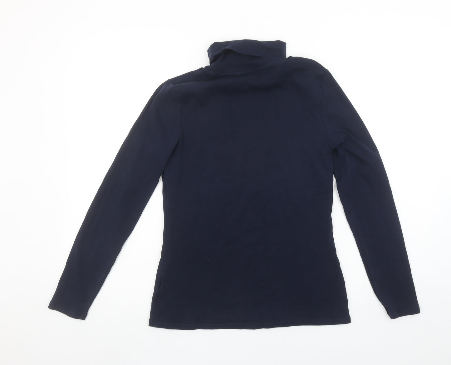 Boden Women Blue Roll Neck Long Sleeve Stretch Jersey Top M