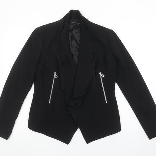 Zara Woman Black Draped Lapel Blazer Jacket Women M Elegant Lined