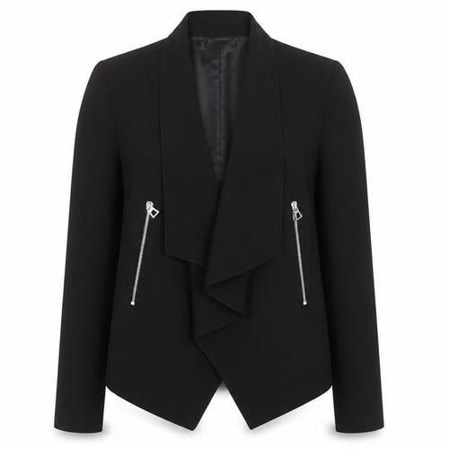 Zara Woman Black Draped Lapel Blazer Jacket Women M Elegant Lined