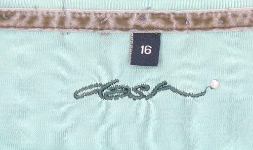 Dash Women’s Green Long Sleeve Cotton Jersey T-Shirt Size 16