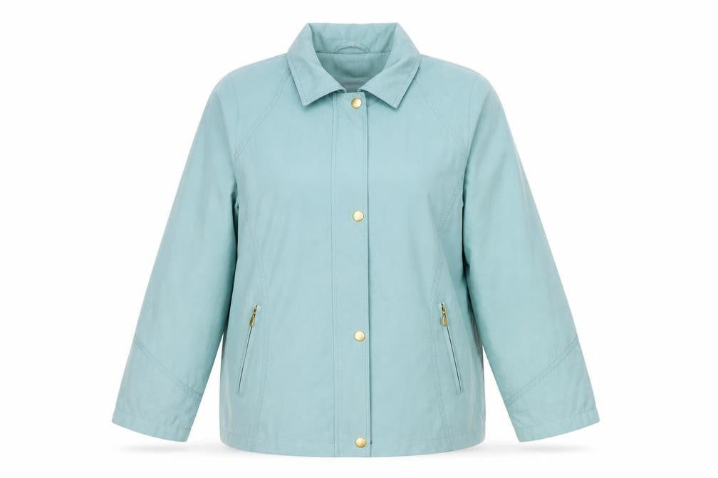 Front view of EWM Pure Classics Women's Teal Mid-Length Jacket, size 16, Polyester Nylon