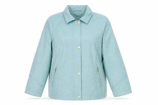 Front view of EWM Pure Classics Women's Teal Mid-Length Jacket, size 16, Polyester Nylon