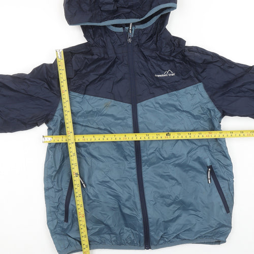 Freedom Trail Boys Blue Hooded Windbreaker Jacket 11-12 Years