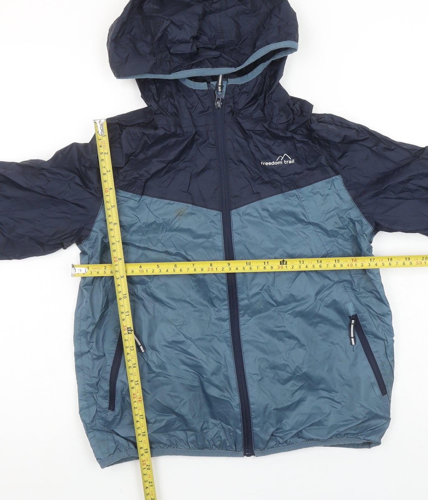 Freedom Trail Boys Blue Hooded Windbreaker Jacket 11-12 Years