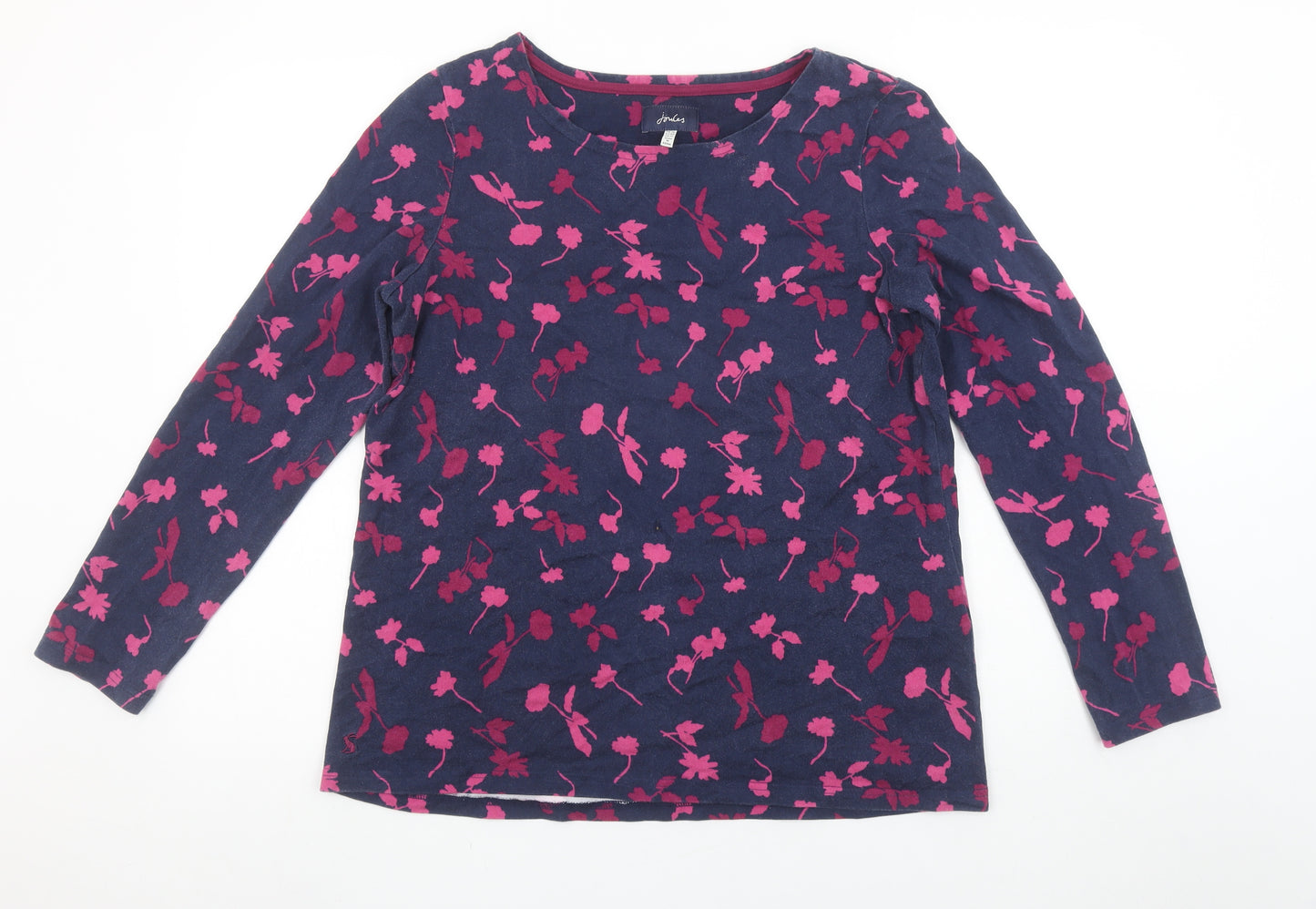 Joules Womens Blue Floral Cotton Long Sleeve T-Shirt Size 16