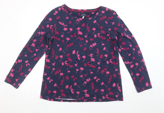 Joules Womens Blue Floral Cotton Long Sleeve T-Shirt Size 16