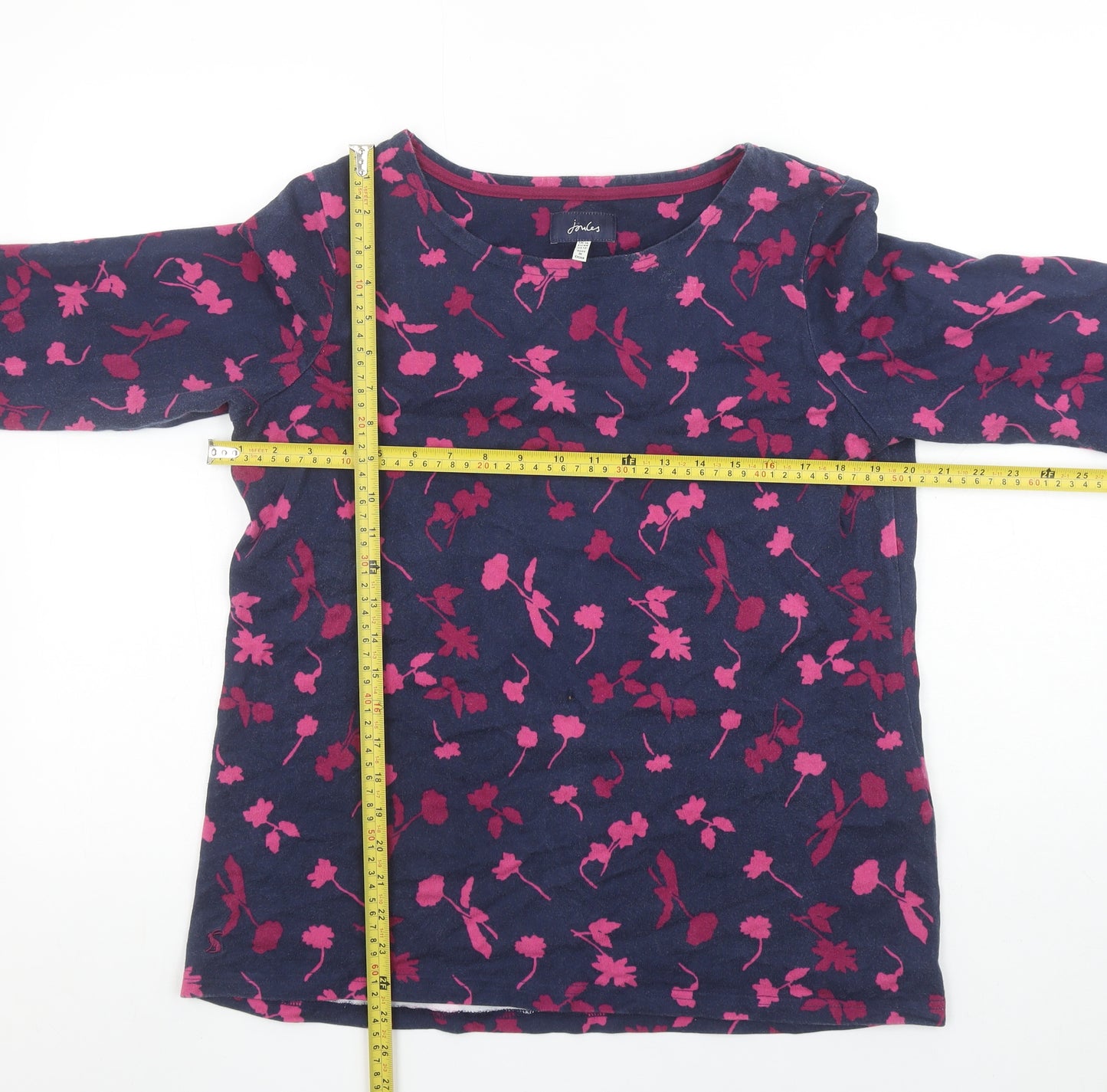 Joules Womens Blue Floral Cotton Long Sleeve T-Shirt Size 16