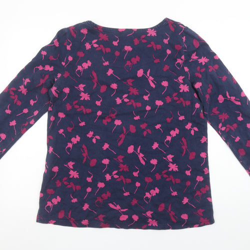 Joules Womens Blue Floral Cotton Long Sleeve T-Shirt Size 16