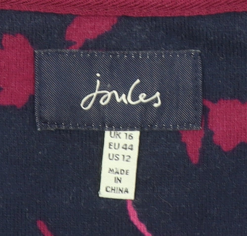 Joules Womens Blue Floral Cotton Long Sleeve T-Shirt Size 16