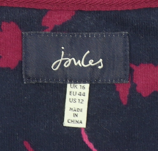 Joules Womens Blue Floral Cotton Long Sleeve T-Shirt Size 16