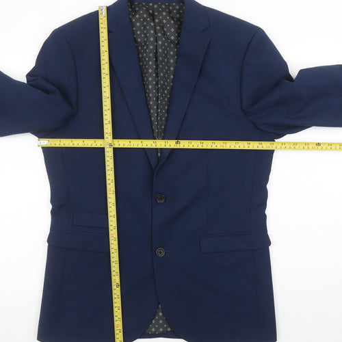 Next Men’s Blue Regular Fit Blazer Jacket 40R Polyester Viscose