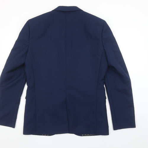 Next Men’s Blue Regular Fit Blazer Jacket 40R Polyester Viscose