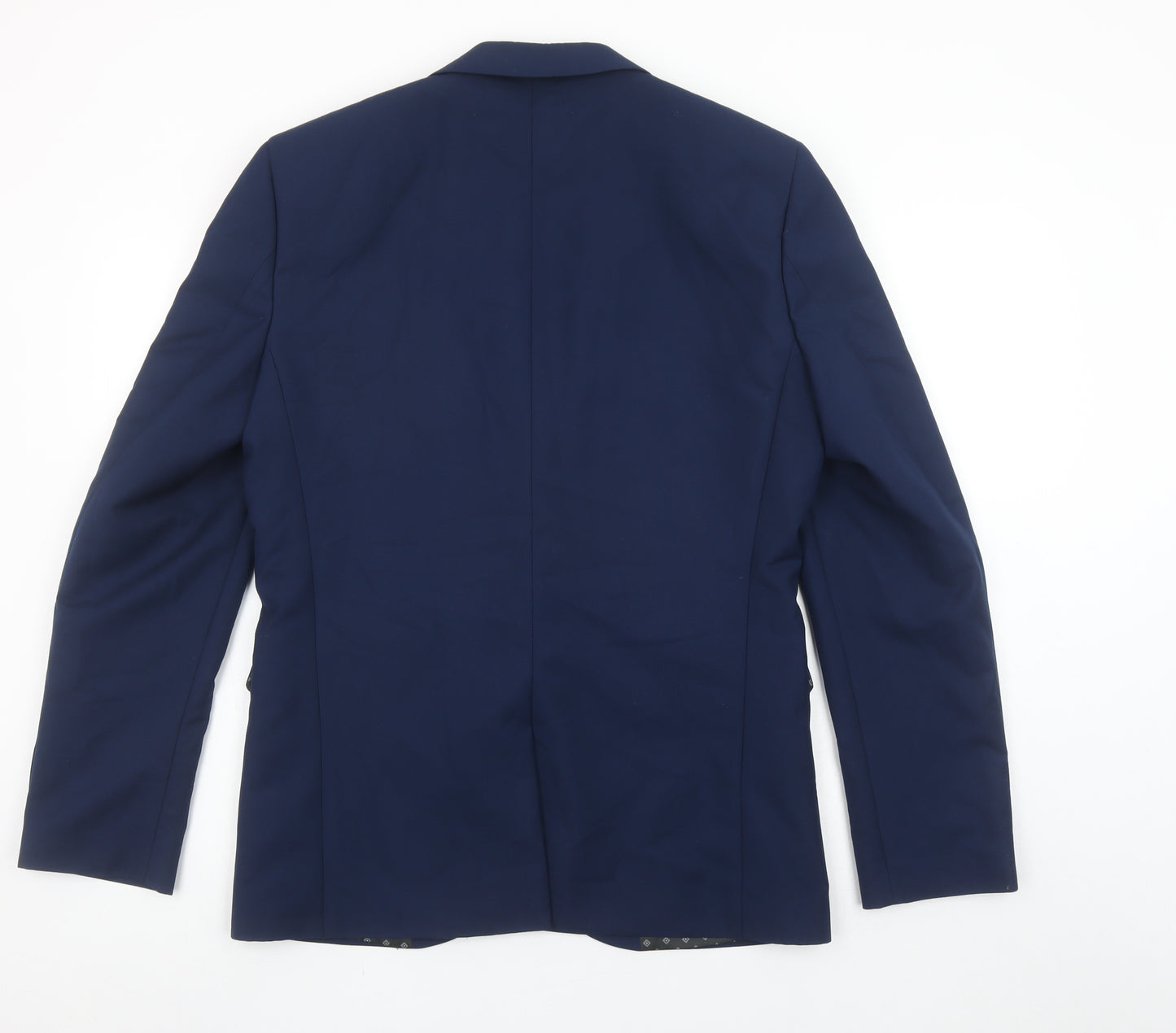 Next Men’s Blue Regular Fit Blazer Jacket 40R Polyester Viscose