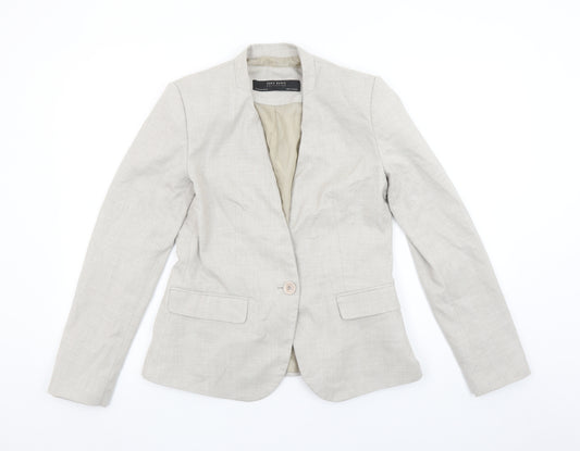 Zara Women Beige Slim Fit Single Breasted Blazer Size 10
