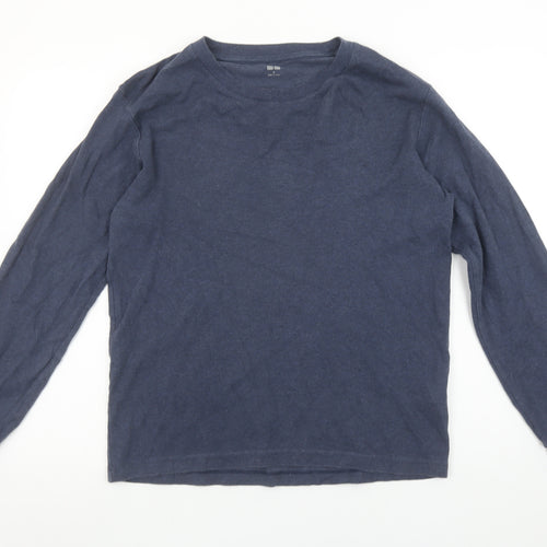 Uniqlo Men’s Blue Long Sleeve Cotton Crew Neck T-Shirt Size M