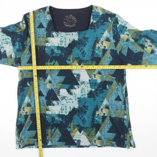 Tigi Women's Multicoloured Geometric 3/4 Sleeve Jersey T-Shirt Size 18