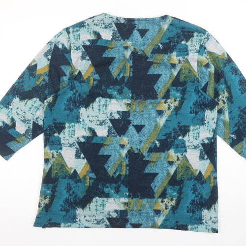 Tigi Women's Multicoloured Geometric 3/4 Sleeve Jersey T-Shirt Size 18