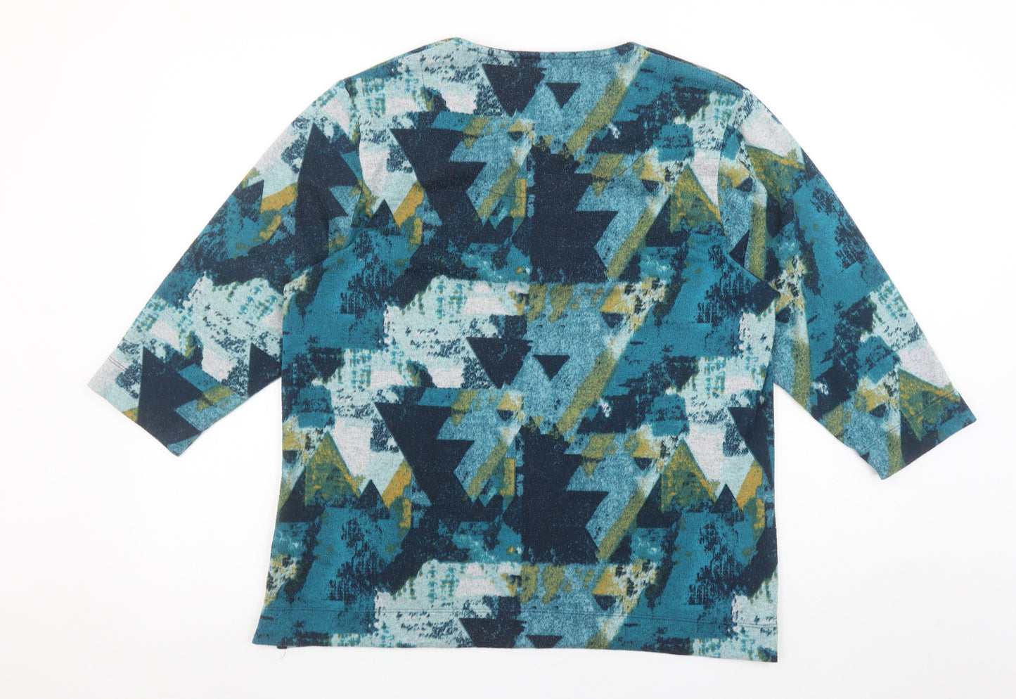 Tigi Women's Multicoloured Geometric 3/4 Sleeve Jersey T-Shirt Size 18