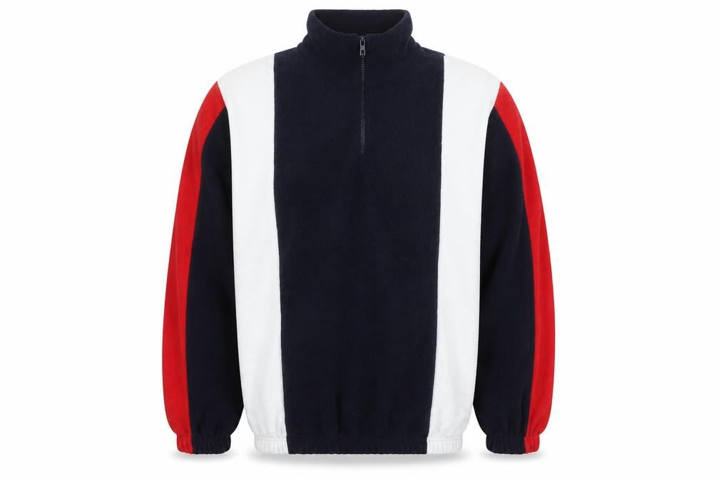 Front view of Primark Men's Multicoloured Fleece 1/4 Zip Sweatshirt XL Retro Style