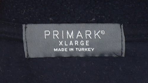 Primark Men's Multicoloured Fleece 1/4 Zip Sweatshirt XL Retro Style
