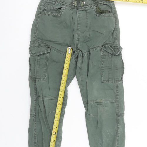 Dunnes Stores Boys Green Cargo Jogger Trousers 6-7 Years Elastic Waist