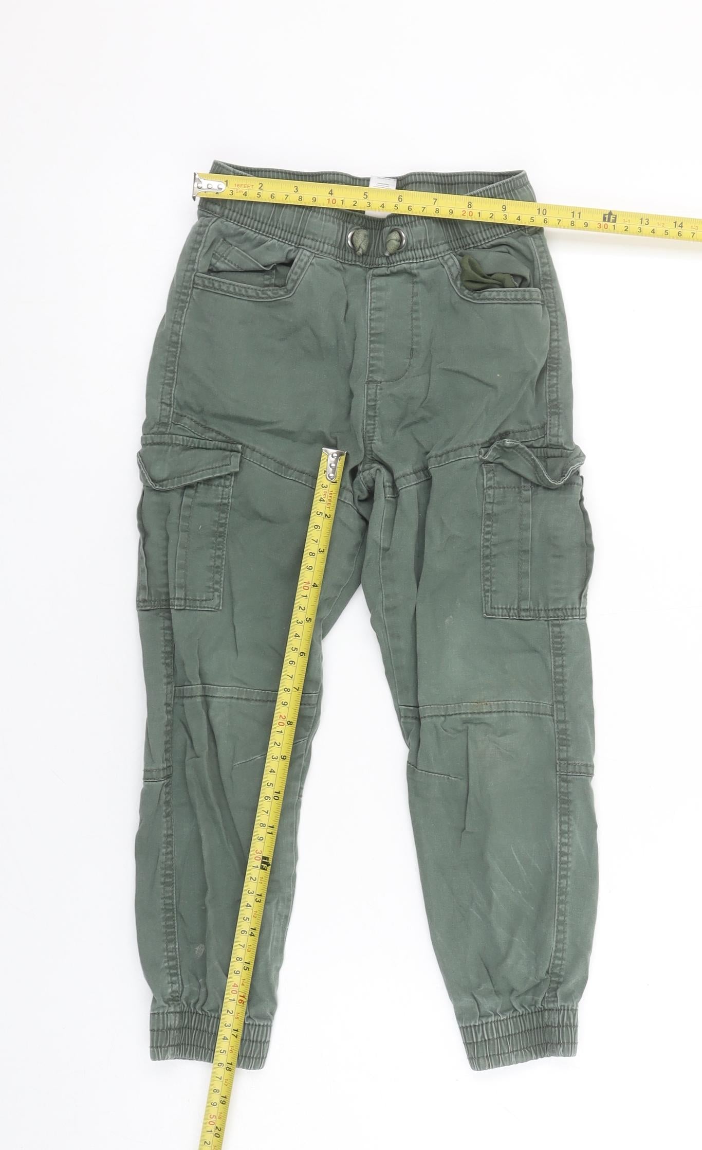 Dunnes Stores Boys Green Cargo Jogger Trousers 6-7 Years Elastic Waist