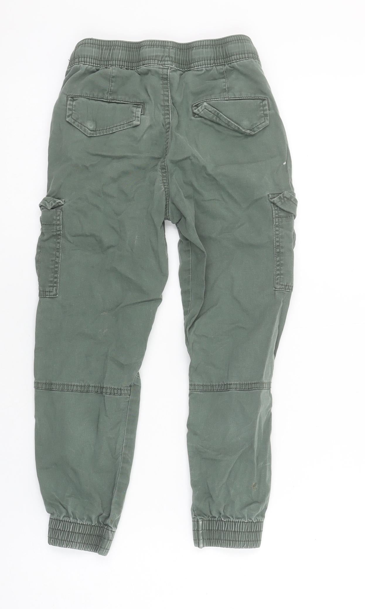 Dunnes Stores Boys Green Cargo Jogger Trousers 6-7 Years Elastic Waist